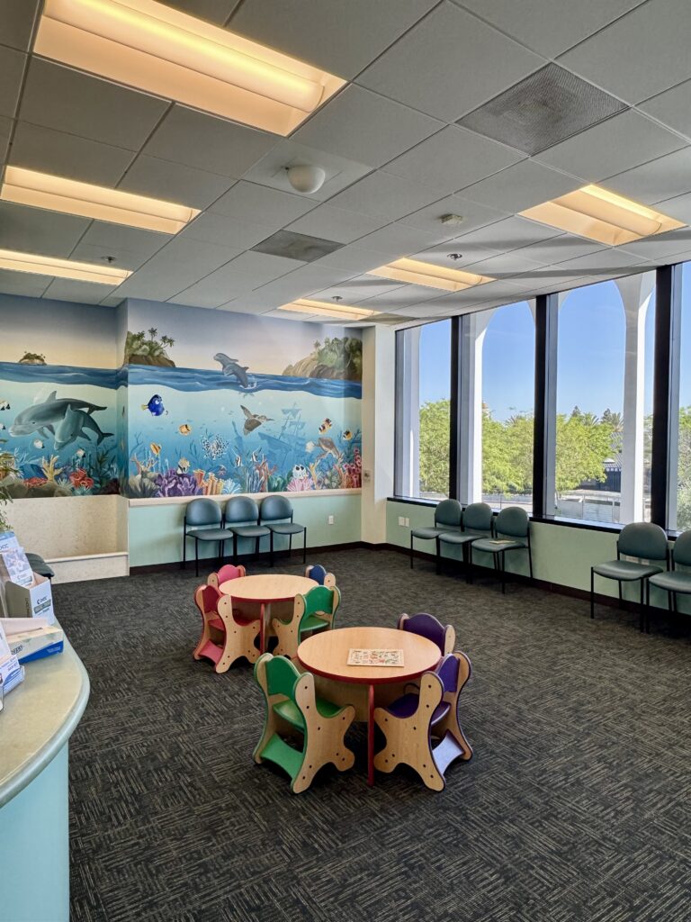 The waiting room at Sea View Pediatrics, Laguna Hills